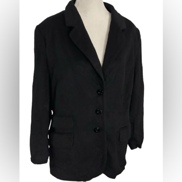 Vintage Cashmere Escada White Label Blazer Black Jacket Size 44 Designer XL LG - Picture 1 of 15